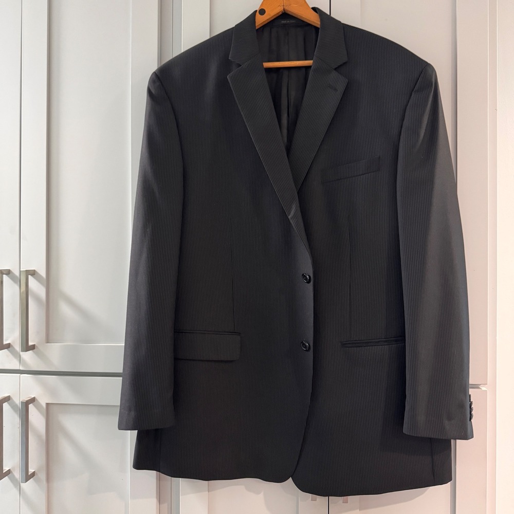 Michael Michael Kors‎ 50L Blazer Black Pinstripe 100% Wool Sport Coat 50 Long